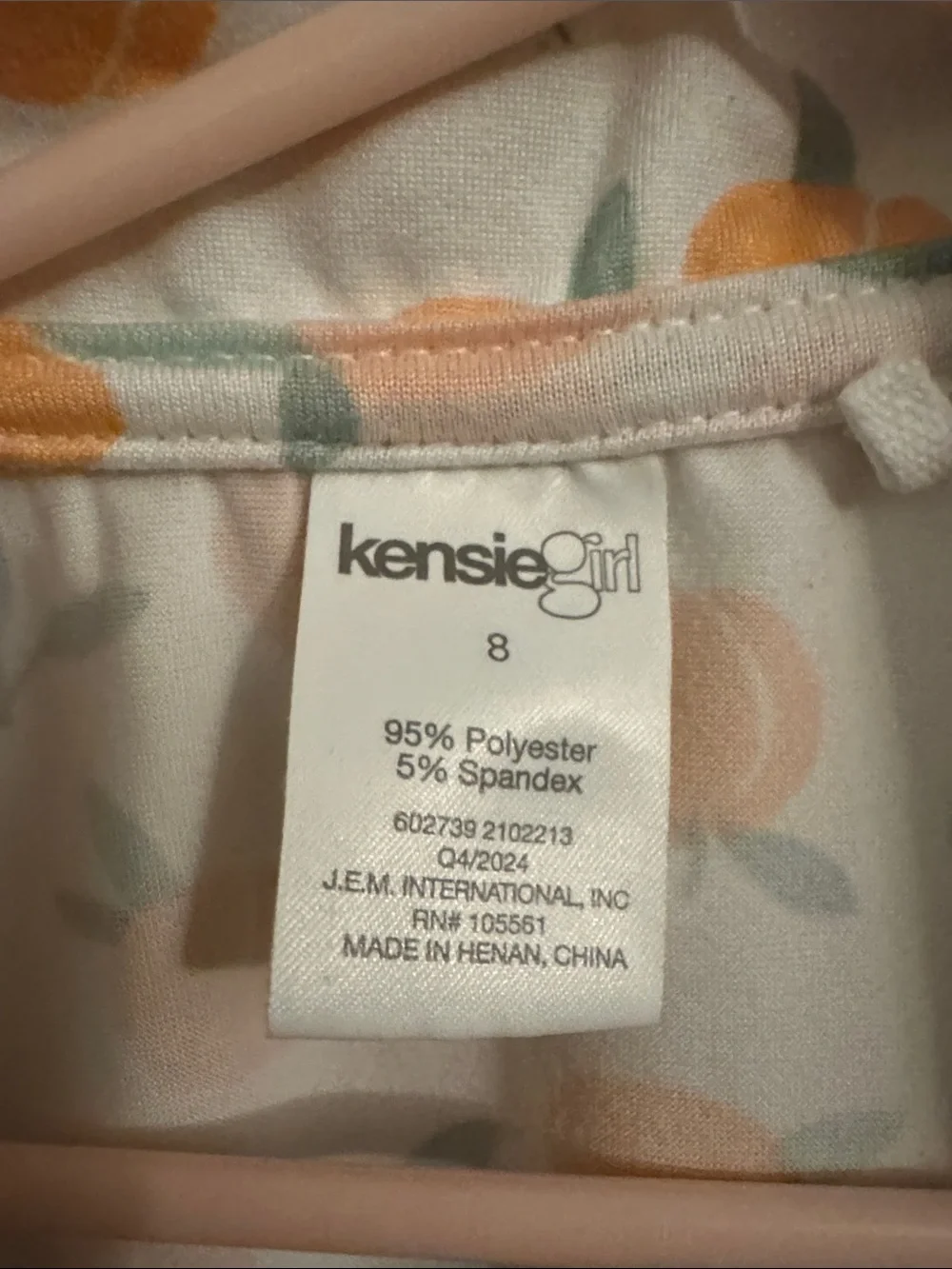 Girls Peach-Print Pajama Set - White/Peach